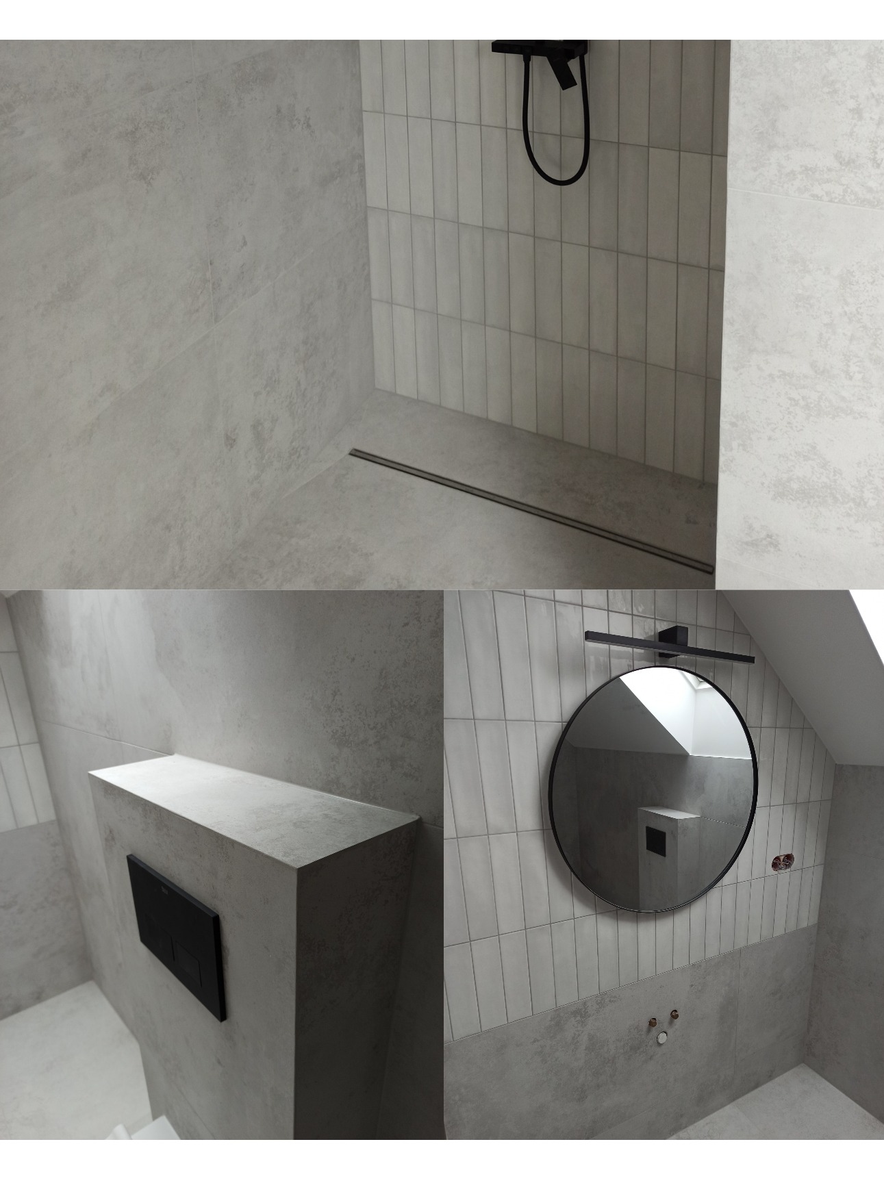 Łazienka w domu jednorodzinnym. Płytka gresowa 120cm/60cm Płytka ceramiczna 30cm/7cm