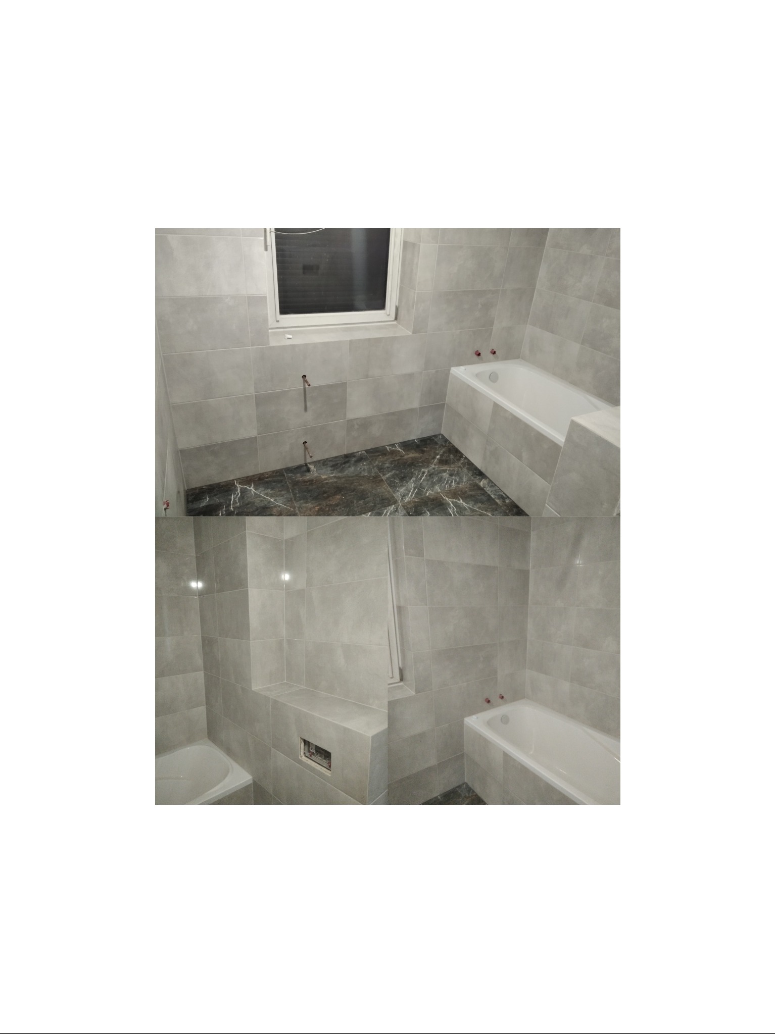 Łazienka w płytce gresowej 30cm/60cm ściany Podłoga gres 60cm/60cm