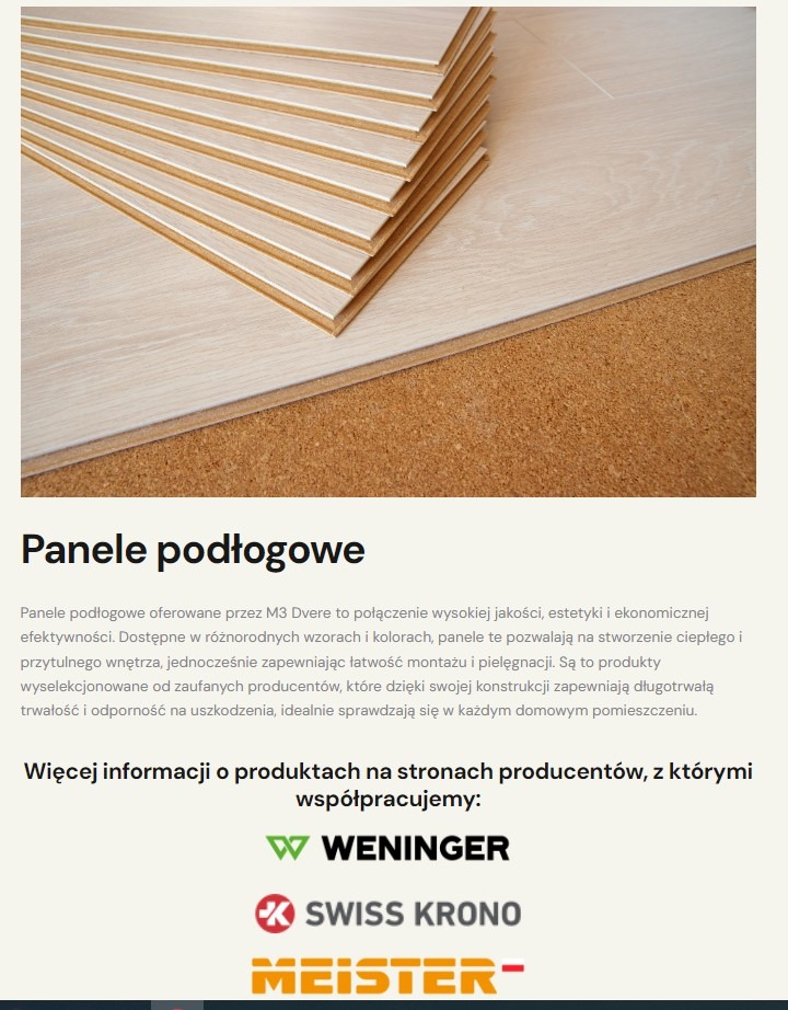 Stos paneli podłogowych o jasnym, drewnopodobnym wzorze, ułożonych na podkładzie korkowym, prezentacja materiału przed montażem.