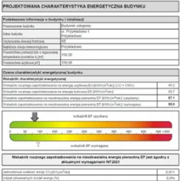 Projektowana charakterystyka energetyczna budynku usługowego: zestawienie wskaźników zapotrzebowania na energię użytkową, końcową i pierwotną, z uwzględnieniem wymagań WT2021 oraz udziału...