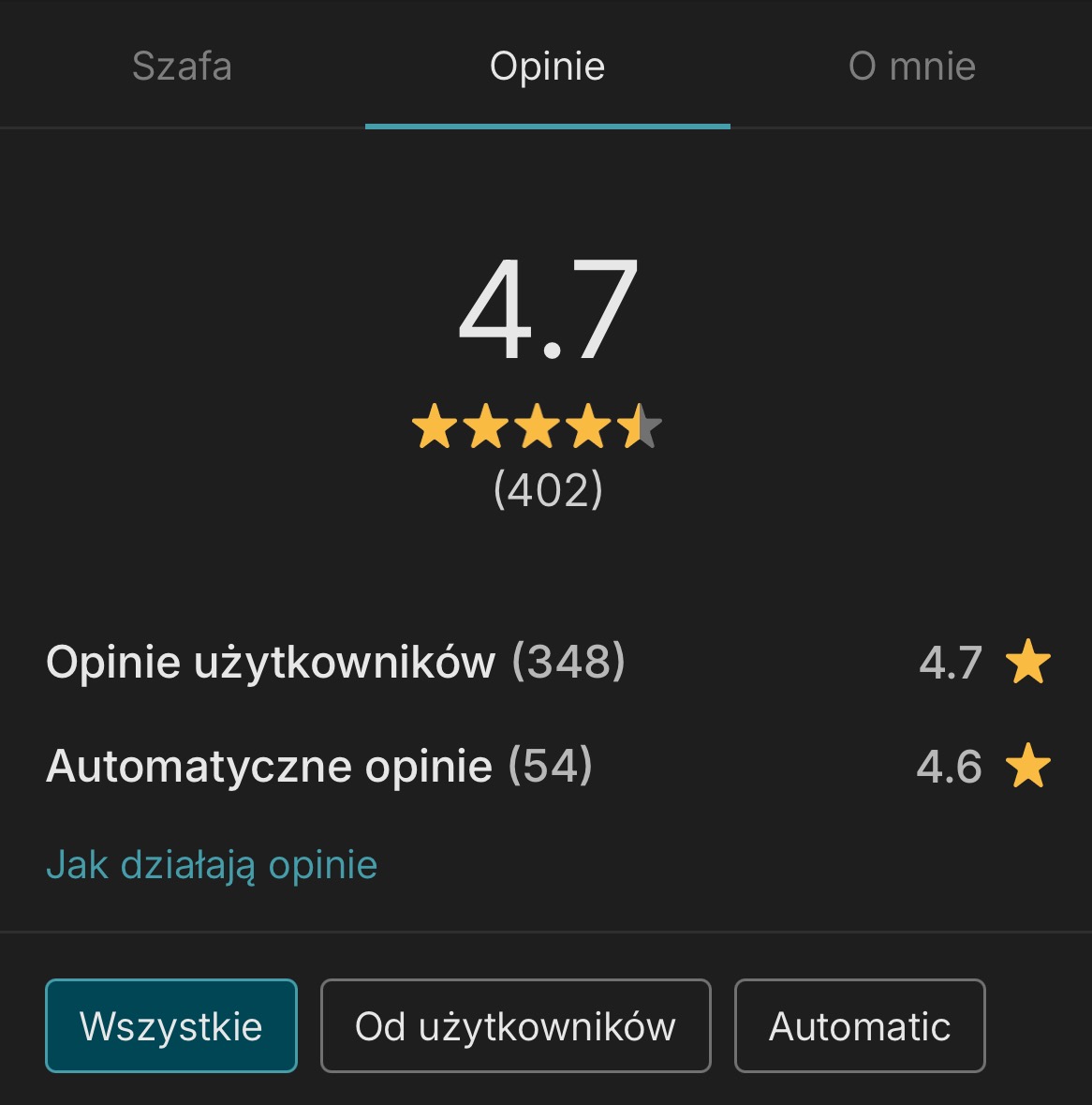 Opinie osób kupujących.