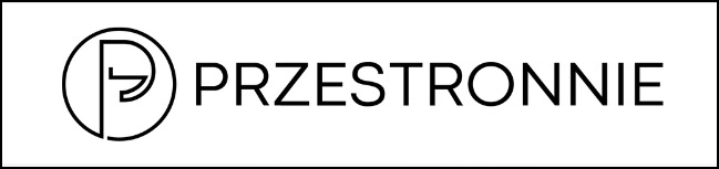Logo firmy 'Przestronnie' z literą P wpisaną w okrąg, umieszczone na białym tle.