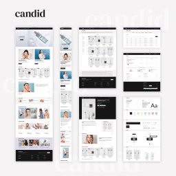 Unlimitech Sp. z o.o. - Prezentacja responsywnego projektu graficznego sklepu internetowego z elementami UI/UX, widoczne ekrany na różnych urządzeniach, paleta kolorów i typografia.