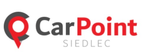 Logo firmy CarPoint Siedlce z symbolem lokalizacji w kolorze czerwonym i szarym.