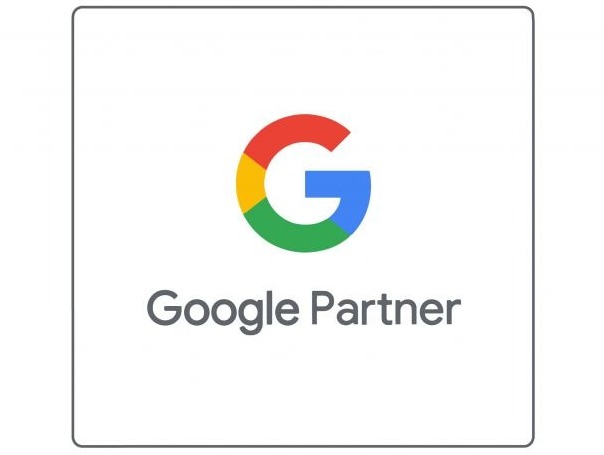 Logo Google Partner z kolorowym symbolem 'G' i tekstem 'Google Partner' na białym tle.