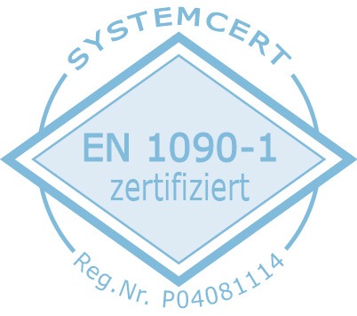 Certyfikat Systemcert EN 1090-1, potwierdzający zgodność z normą.