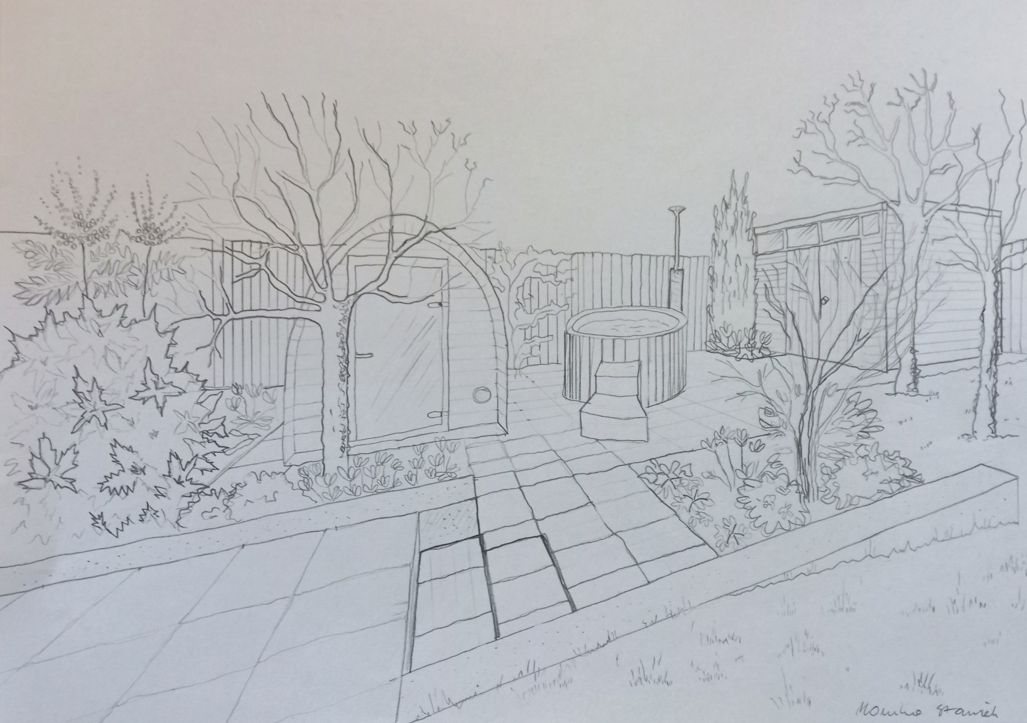 Balia i sauna w ogrodzie.