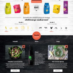 NUORDER SPÓŁKA Z OGRANICZONĄ ODPOWIEDZIALNOŚCIĄ - Projekt strony internetowej z przepisami na makaron, prezentujący wyszukiwarkę przepisów, porady dietetyczne, produkty, oraz sekcje z sałatkami, winami i sosami.