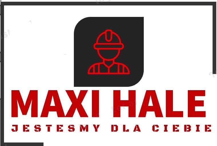 Logo firmy Maxi Hale z ikoną pracownika w kasku i napisem Jesteśmy dla Ciebie.