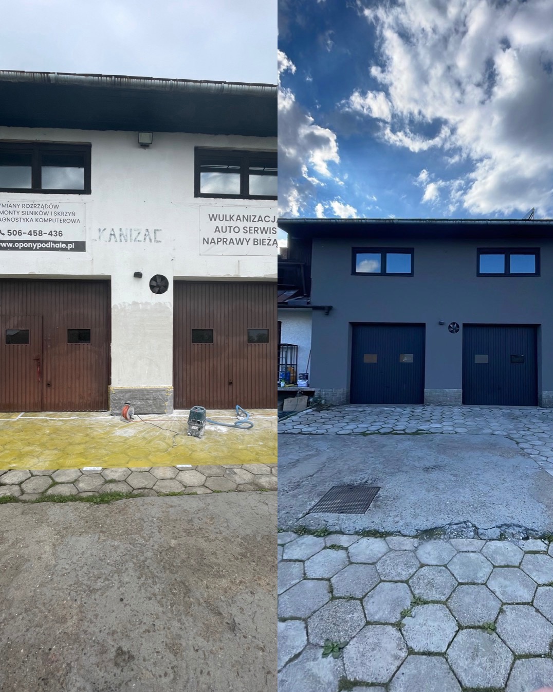 Szlofowanie wapna Klej+siatka Tynk Malowanie bram i okien