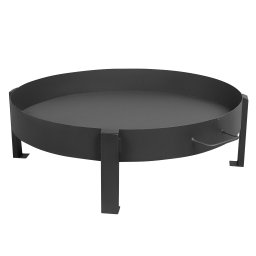 PPHU BLACH-MET - Czarny, metalowy palenisko ogrodowe na trzech nogach, wykonane w Szczekocinach, z uchwytami po bokach, na białym tle.