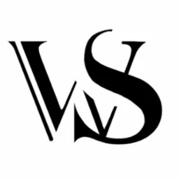 Czarno-białe, abstrakcyjne logo składające się z połączonych liter 'V' i 'S' na białym tle.
