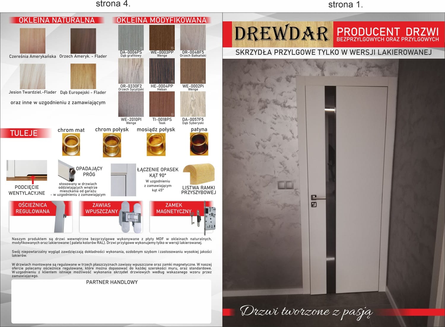 Białe drzwi wewnętrzne z pionowym przeszkleniem, zamontowane w nowoczesnym wnętrzu z szarą, nieregularną fakturą ściany, widoczny włącznik światła i fragment podłogi.