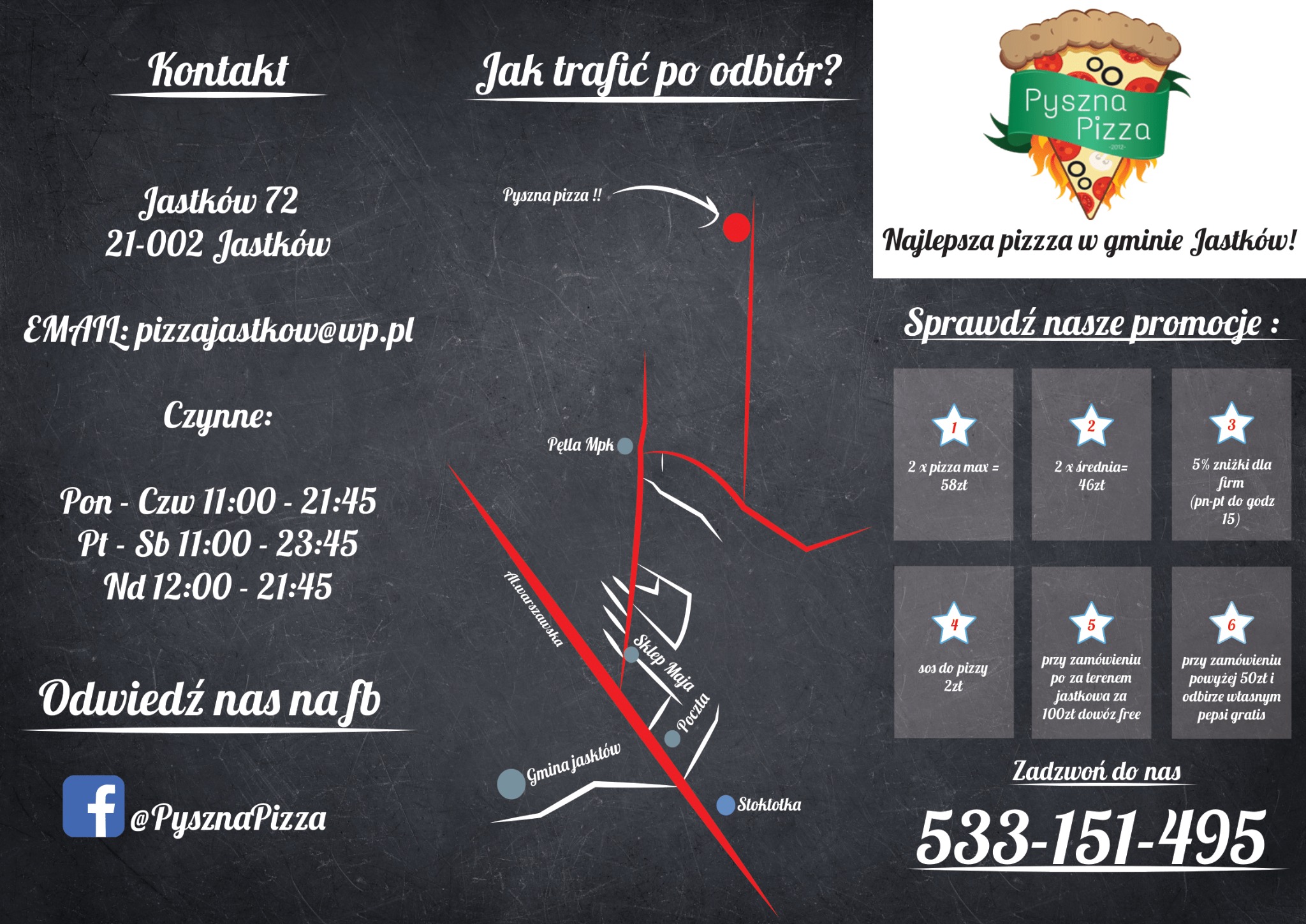 Projekt graficzyny ulotki pizzeri.