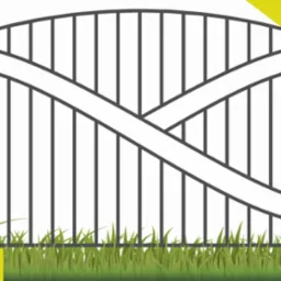 Grafika prezentująca metalową bramę z pionowymi prętami i ozdobnymi elementami krzyżowymi, umieszczoną na tle imitującym trawę, z logo firmy w prawym górnym rogu i oznaczeniem 'P31' w lewym dolnym...