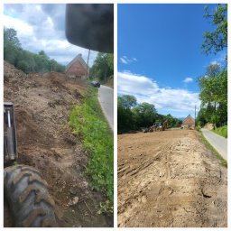 Wyrywanie korzeni, niwelacja terenu, czyszczenie rowu i modelowanie skarp.