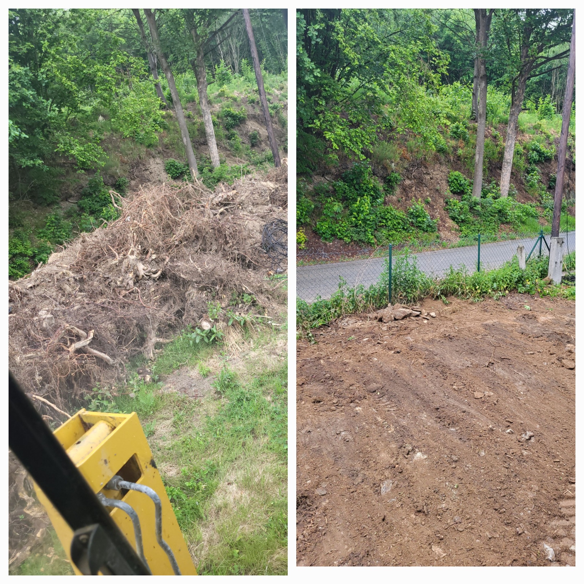 Wywóz korzeni i sprzątanie terenu .