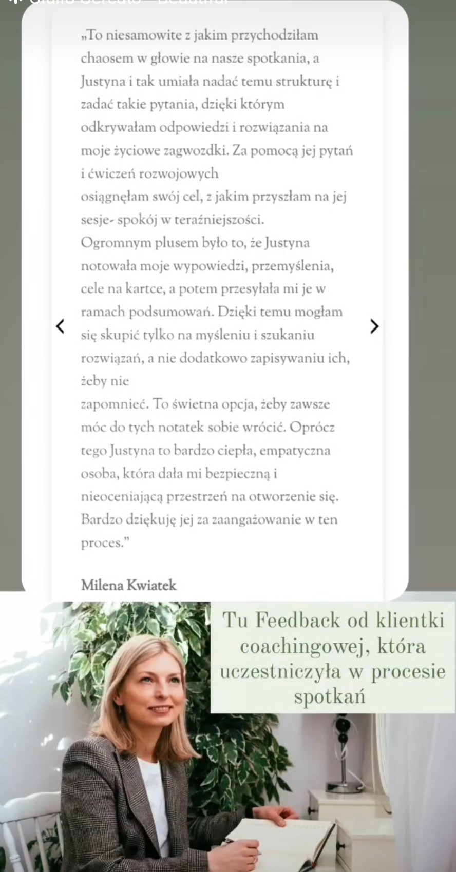 Opinia po współpracy z Klientką