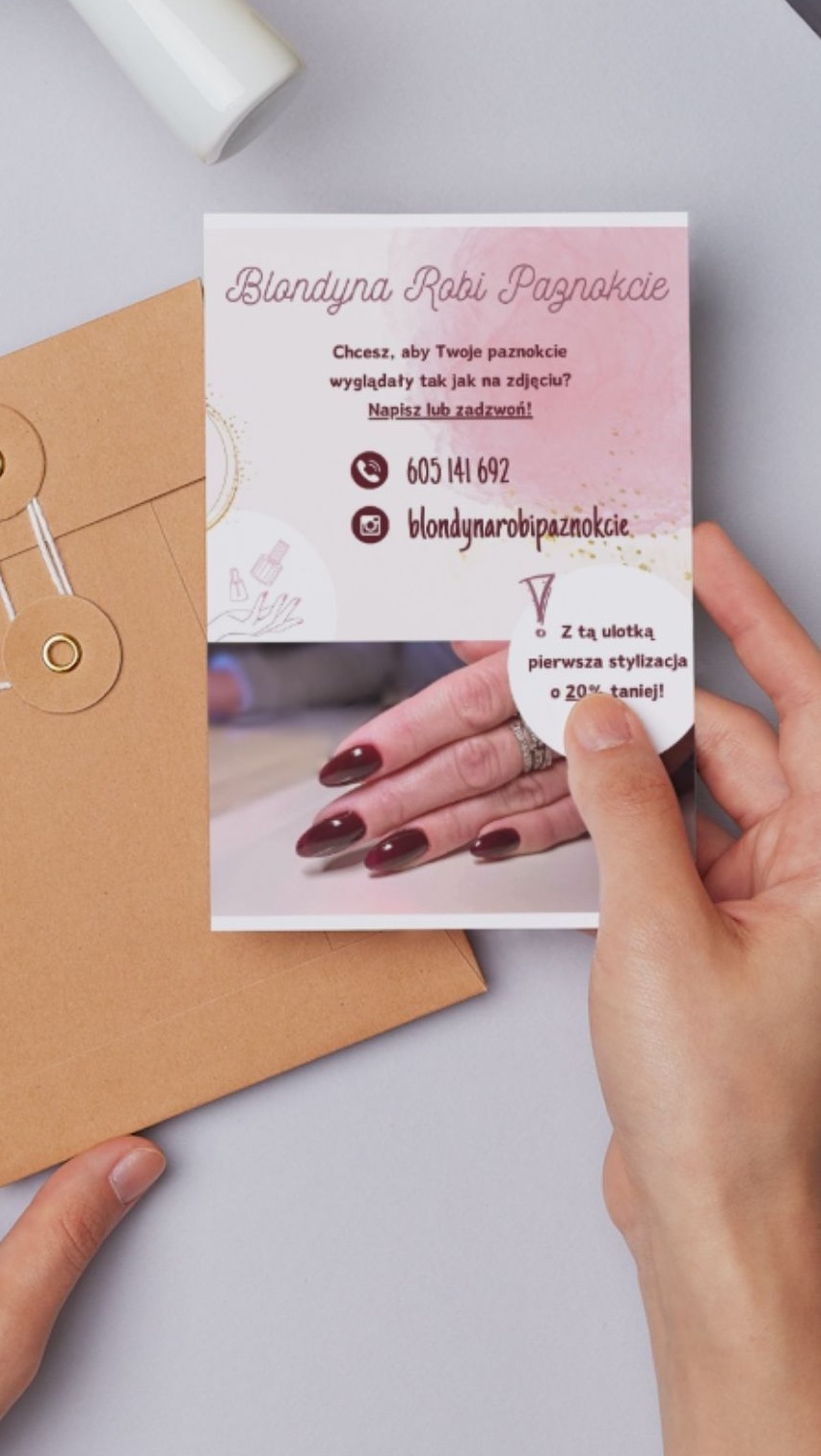 Ulotka dla stylistki paznokci.