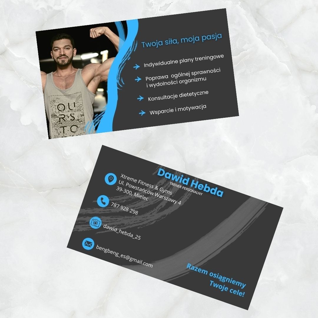 Wizytówki dla trenera personalnego.
