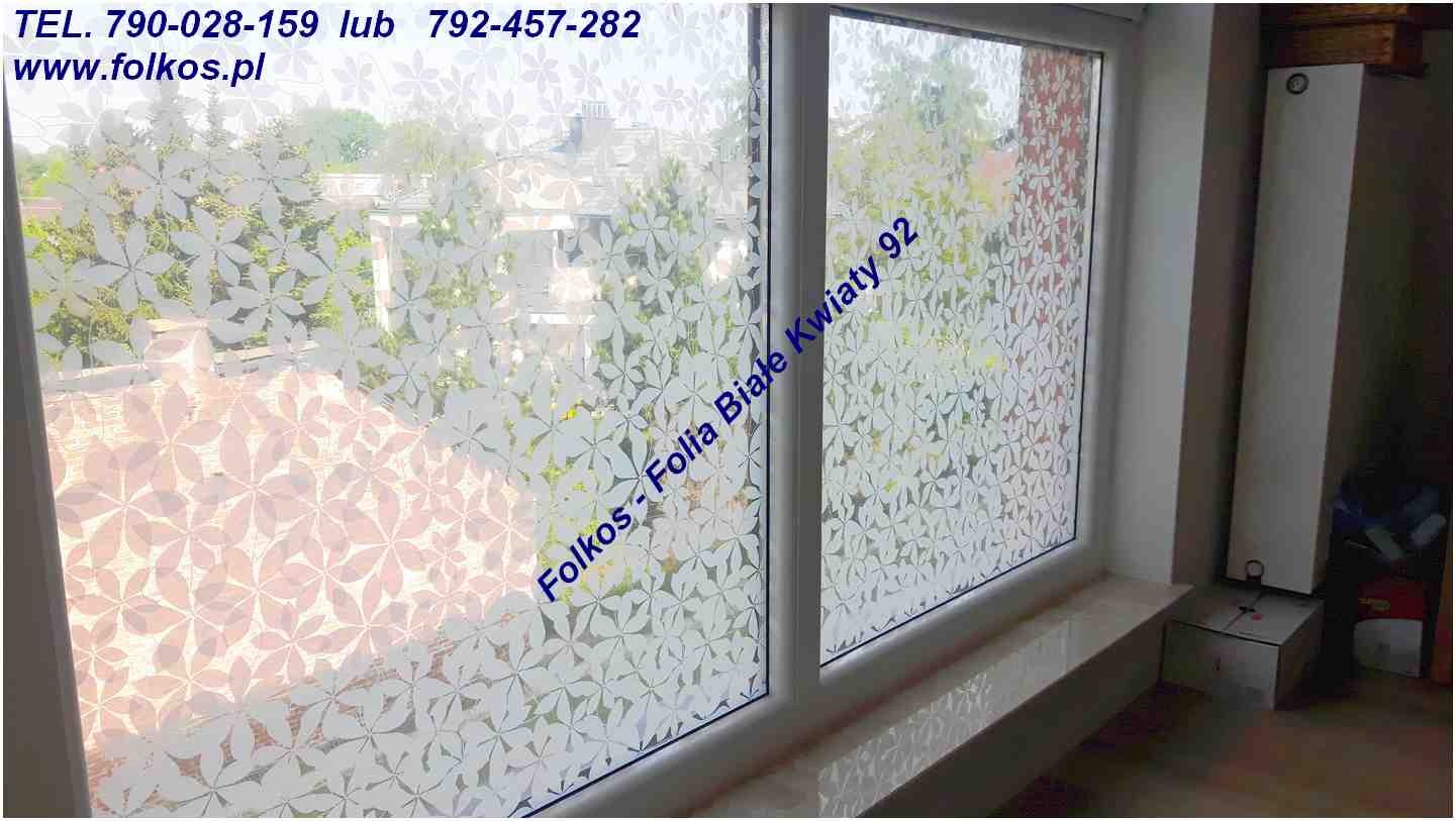 Folkos folia dekoracyjna białe kwiaty 92