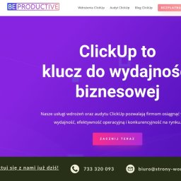 Strony Internetowe WordPress Kobylarski Damian 🚀
Realizacja: Profesjonalna strona internetowa BeProductive 💼📈, oferująca wdrożenia i audyty ClickUp 🛠️, zaprojektowana z myślą o maksymalnej efektywności 🚀 i przyjazności dla użytkowników 😊.