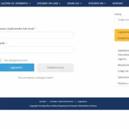 Formularz logowania na stronie internetowej z polami na nazwę użytkownika lub email oraz hasło, przyciskami 'Logowanie' i 'Zarejestruj się', oraz linkiem 'Nie pamiętasz swojego hasła?'