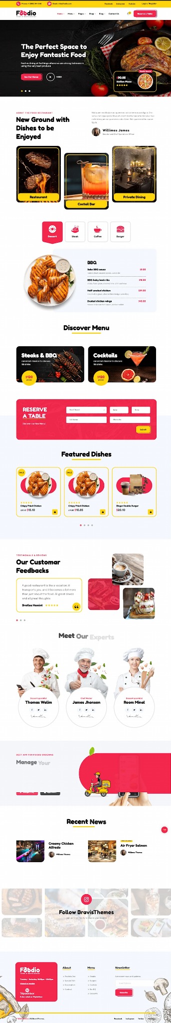 Projekt strony internetowej restauracji z elementami menu, rezerwacji stolika, opiniami klientów i prezentacją zespołu kucharzy.