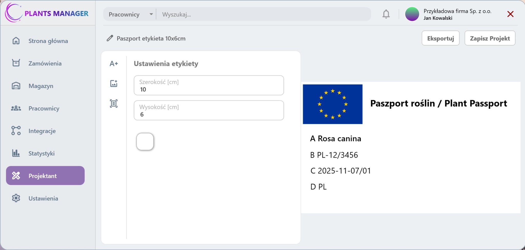 Kreator etykiet w programie ERP