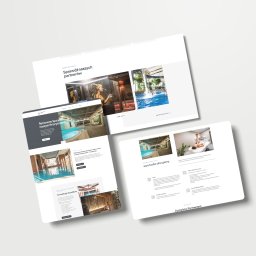 Creativ24 - Prezentacja responsywnego projektu strony internetowej z grafikami spa i basenów, wyświetlana na trzech urządzeniach.