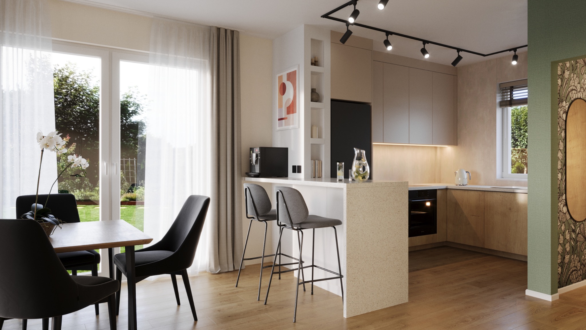 Jasna i funkcjonalna kuchnia w szeregowcu, Szczecin