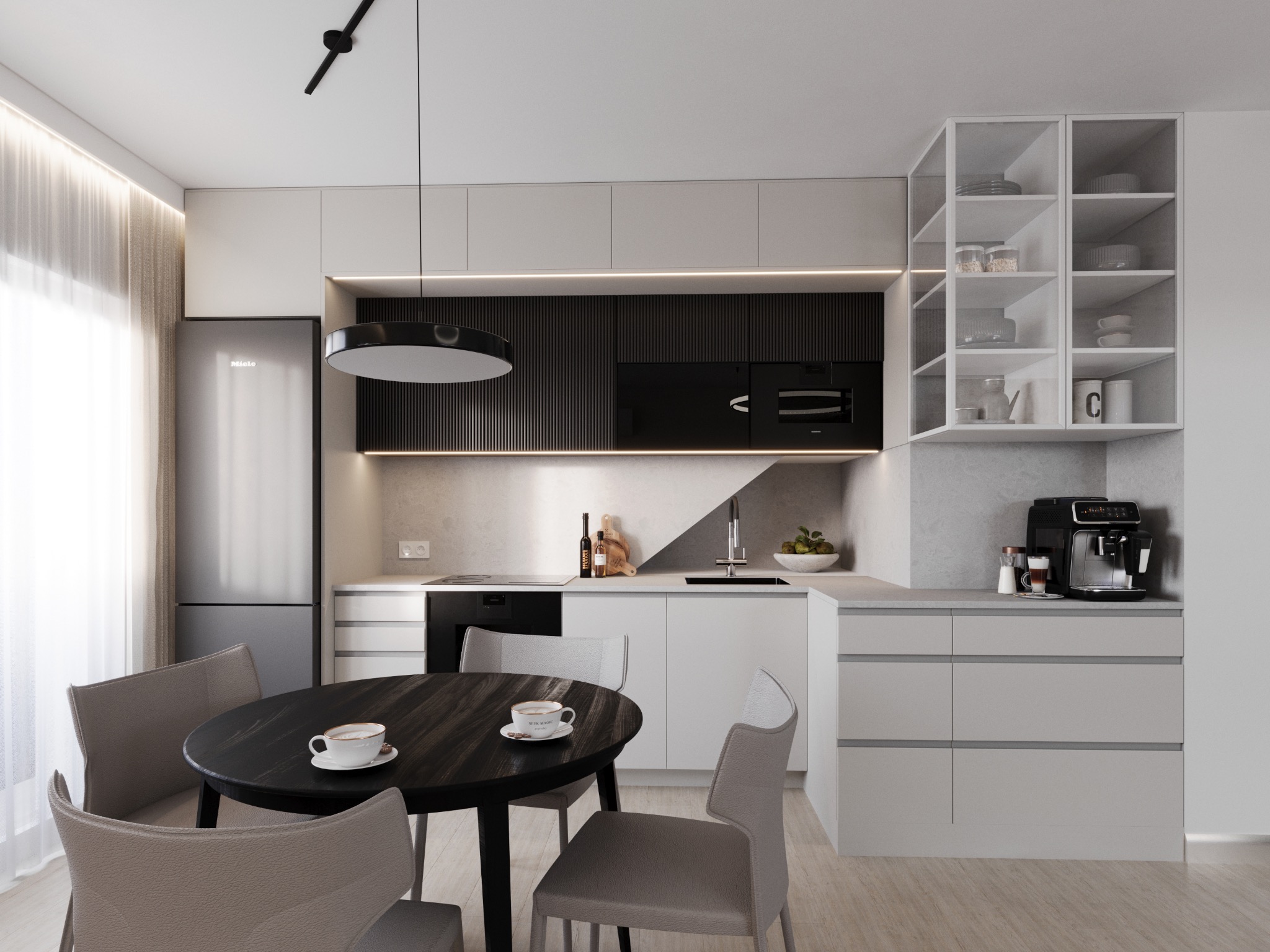 Nowoczesna kuchnia premium w apartamencie w Międzywodziu