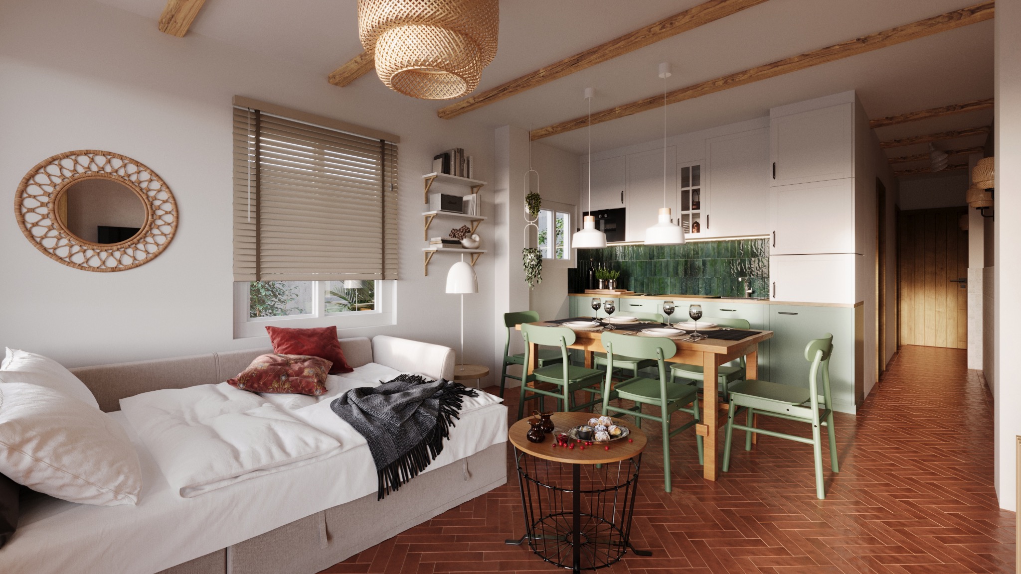 Salon z aneksem i miejscem do spania w Hiszpanii