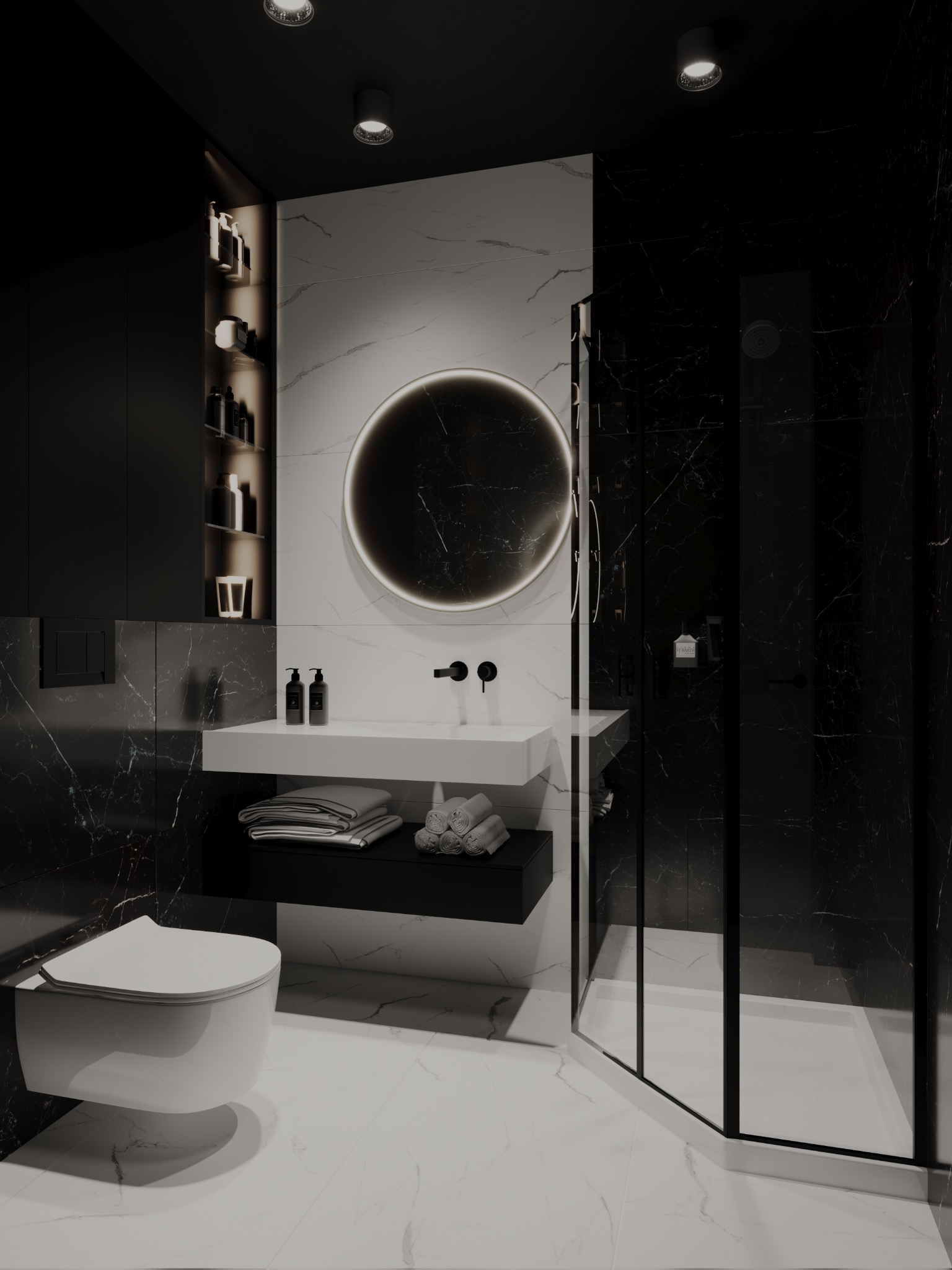 Elegancka łazienka, gabinet psychoterapeutyczny Hanza Tower. Dla AS Designing.