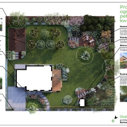 Projekt koncepcyjny ogrodu pełnego kwiatów.