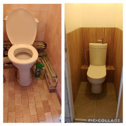 Toaleta przed i po remoncie.