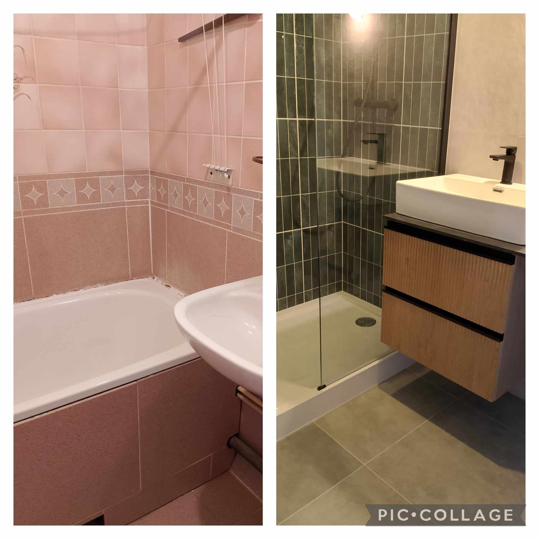 Łazienka przed i po remoncie.