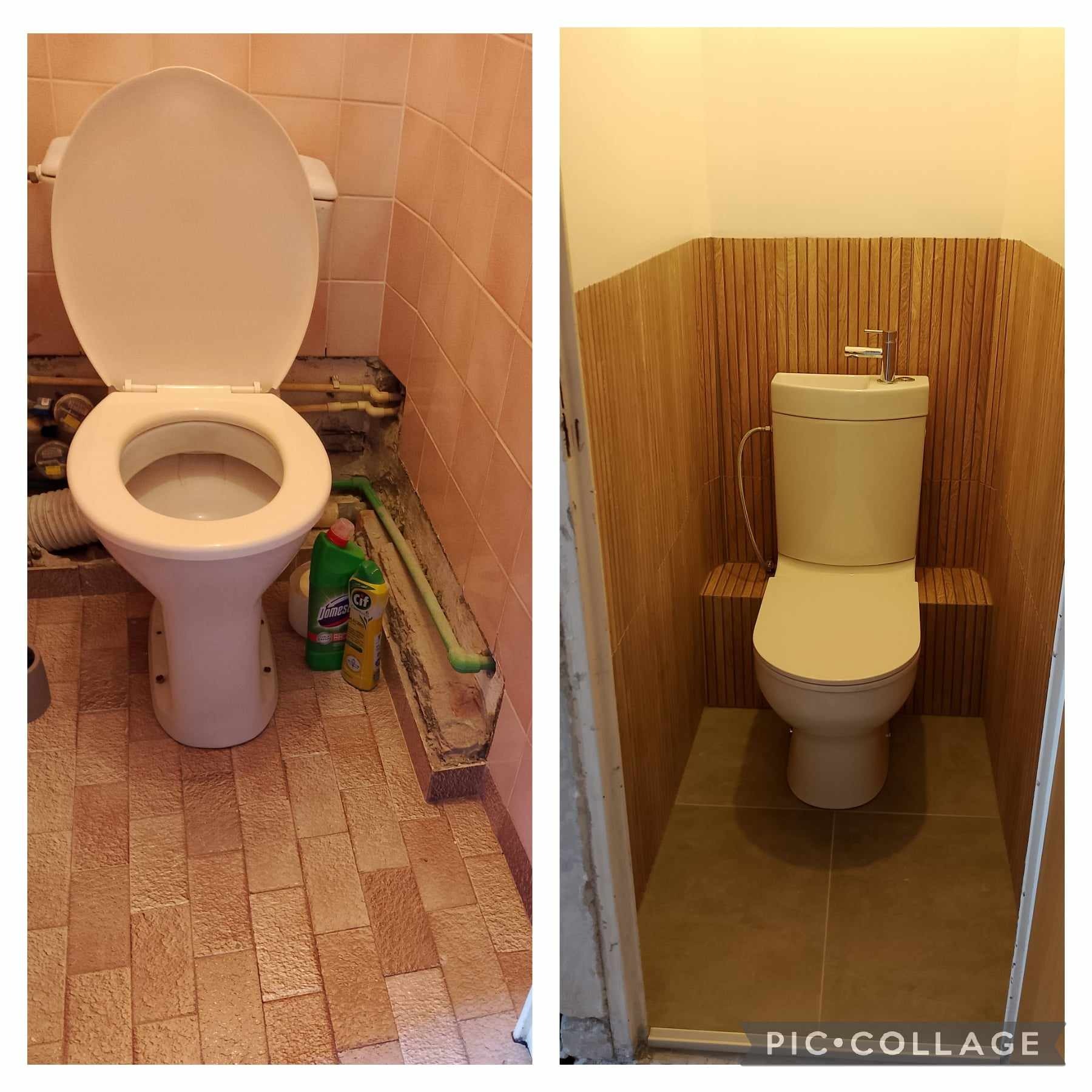 Toaleta przed i po remoncie.