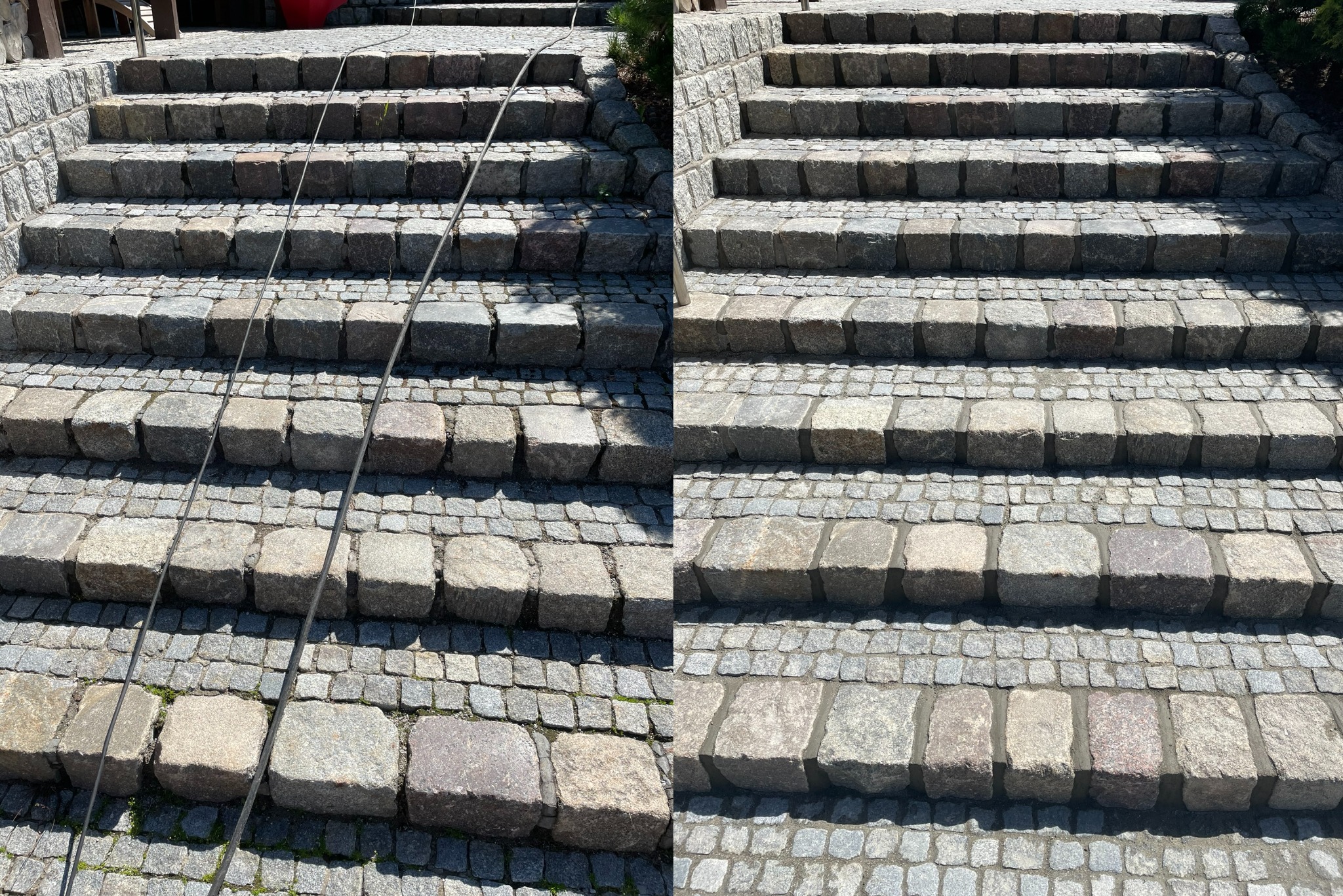 Mycie schodów wraz z uzupełnieniem brakujących fug.