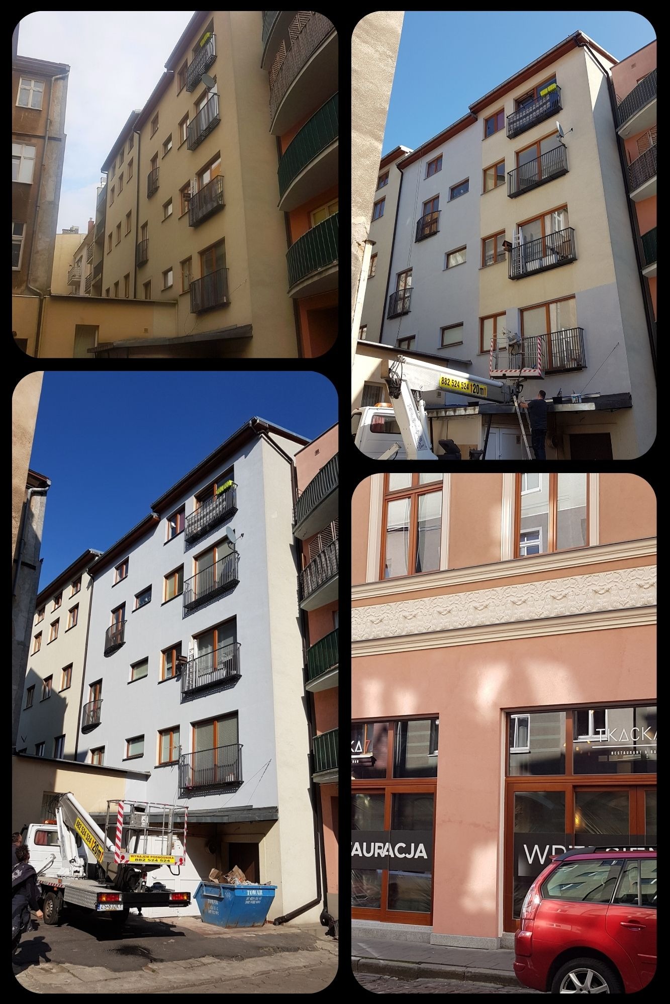 Malowanie elewacji budynku 4 kondygnacyjnego.