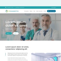 Reklama Karol Dolata - Projekt strony internetowej dla placówki medycznej PP Diagnostyka z nowoczesnym designem, prezentujący lekarzy i oferowane badania, z wyraźnymi przyciskami nawigacyjnymi i schludną typografią.