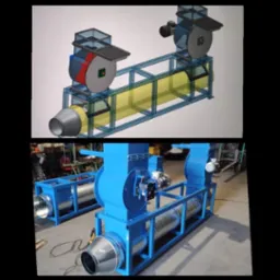 Porównanie: Wizualizacja 3D systemu wentylacyjnego CAD/CAM z rzeczywistą konstrukcją, ukazujące zgodność projektu z wykonaniem.