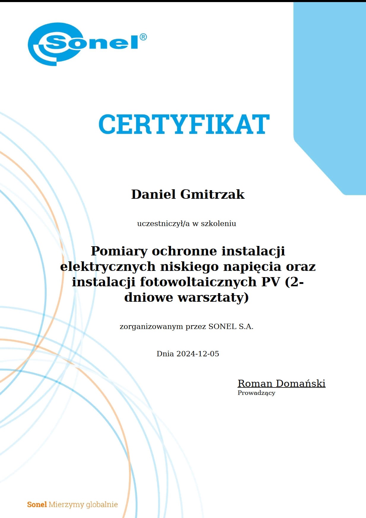 Certyfikacja Pomiarowca Instalacji Fotowoltaicznych