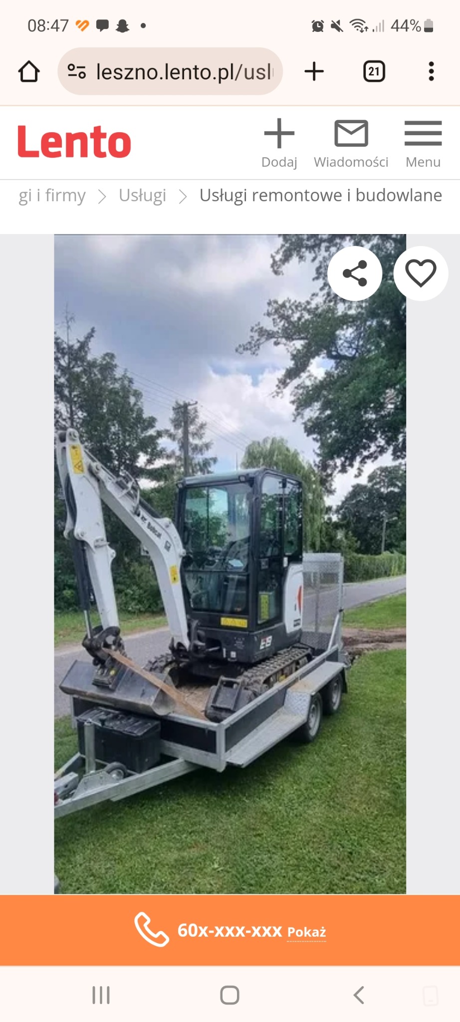 Oferuje usługi mini koparką która posiadam od roku.