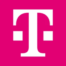 Logo firmy telekomunikacyjnej w kolorze białym na różowym tle.