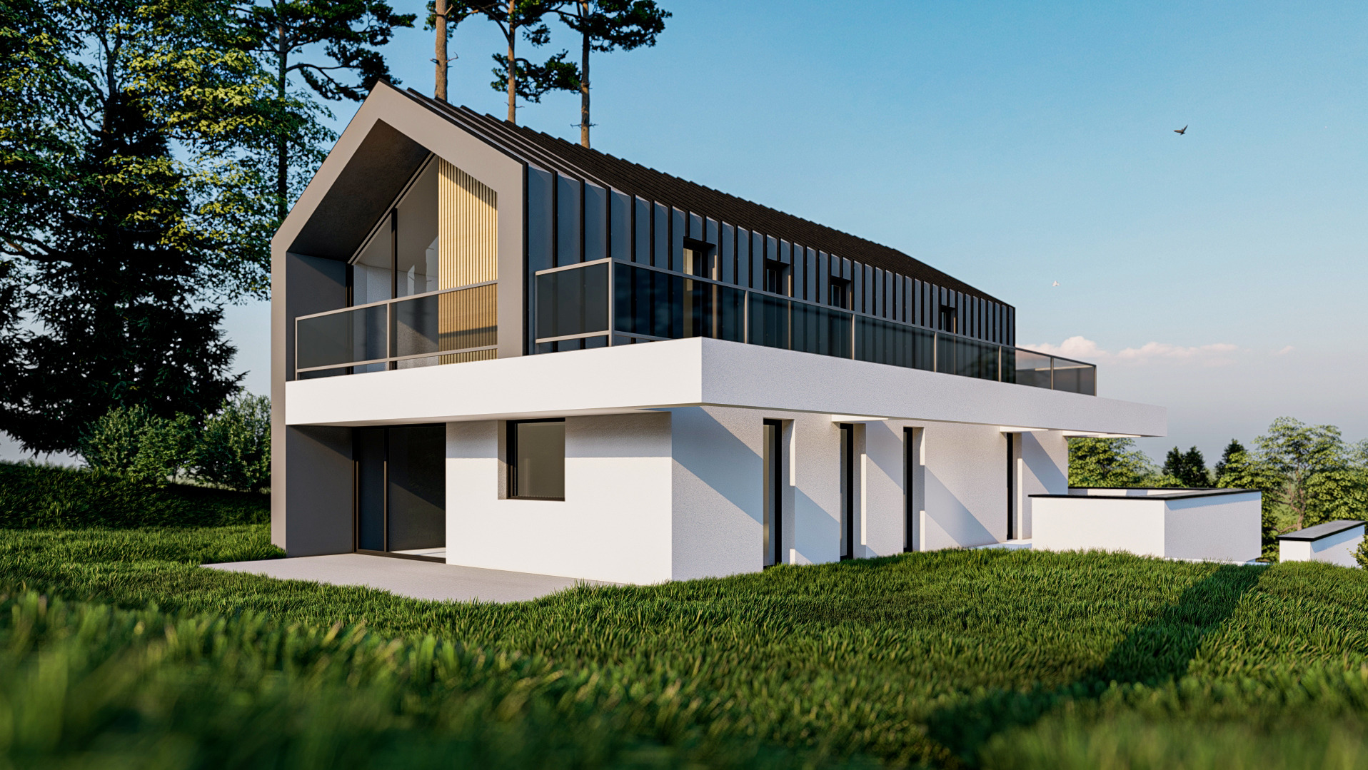 Dom na skarpie z garażem w bryle.