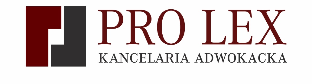 Logo Kancelarii Adwokackiej Pro Lex z geometrycznym symbolem po lewej stronie i napisem 'KANCELARIA ADWOKACKA' pod nazwą firmy.