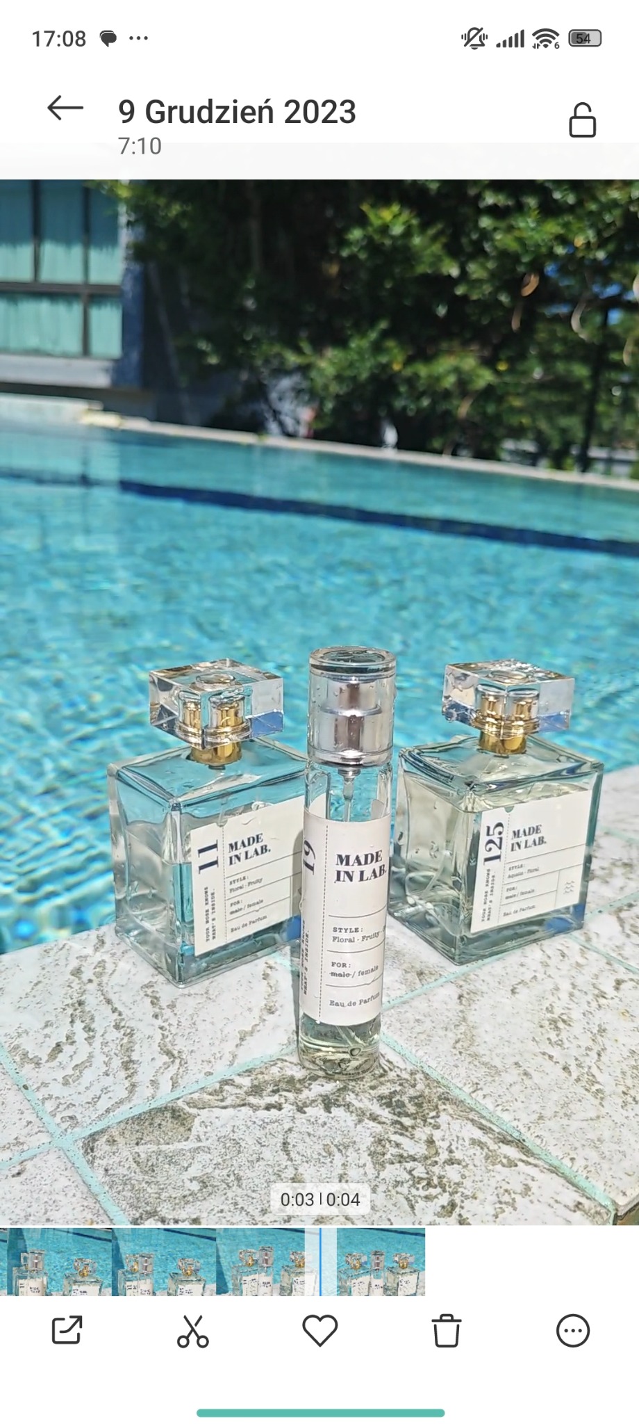 Kadr z reelsa dla marki perfum Made In Lab