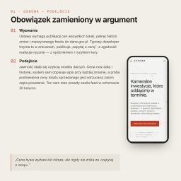 Digital Vantage - Prezentacja projektu mobilnej strony dla dewelopera Osnowa, z mockupem smartfona pokazującym ofertę 'Kameralne inwestycje' i tekstem o systemie zarządzania danymi cen nieruchomości.