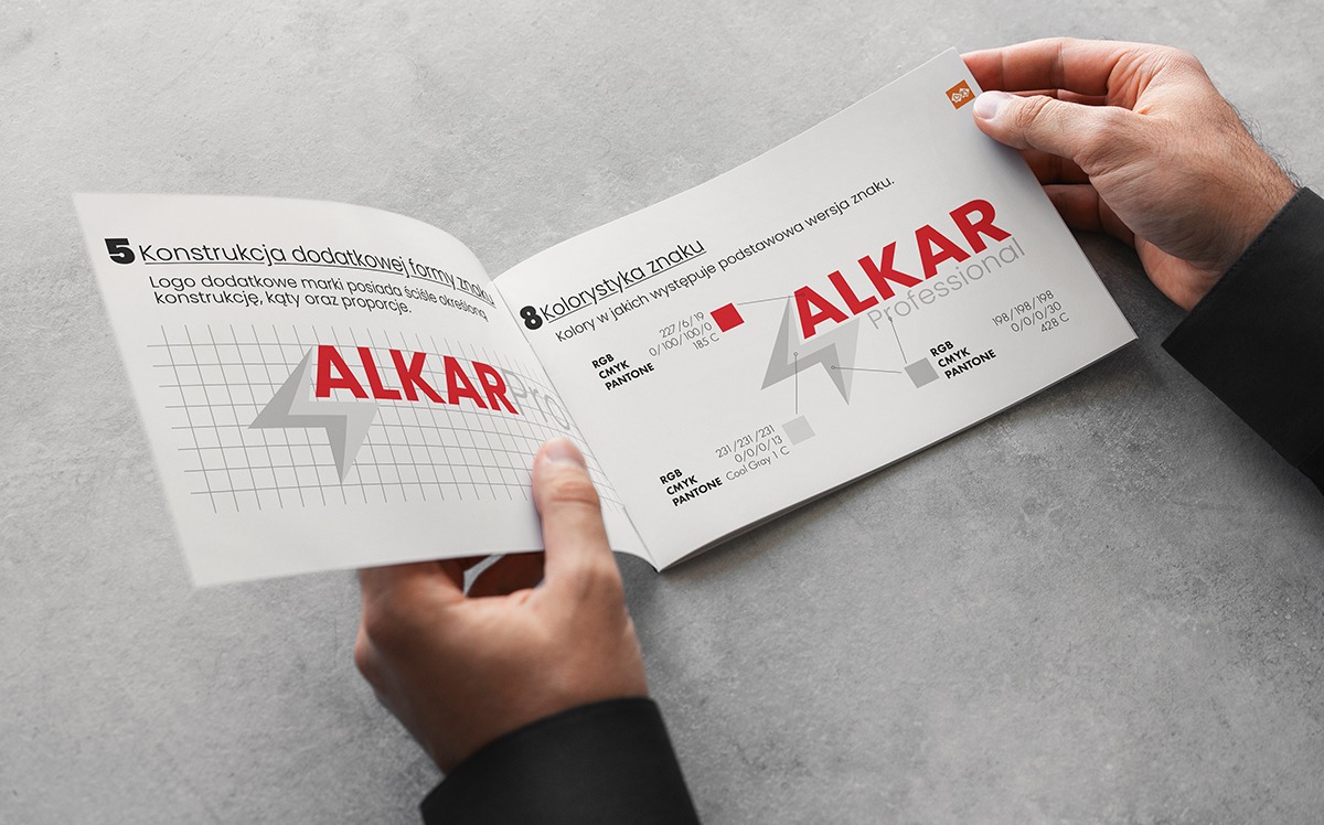 Identyfikacja wizualna firmy Alkar Professional.